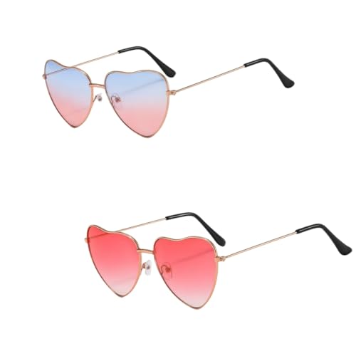 Zhenghebuy Party Brille,2 Paar Weinsamkeit Hippie Gläser,Herz Partybrillen,Heart Shaped Brille,Sonnenbrille Herzform,Lustige Brille für Fasching Foto Reisen,Fotografie,Party,Halloween von Zhenghebuy