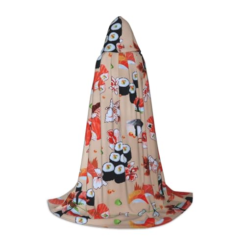 Köstlicher Sushi-Druck, Halloween-Kapuzenumhang, Hexe, Cosplay-Zubehör, Erwachsene/Kinder, Kostüm für Maskerade, Halloween, Familienfeier von Zhengjia