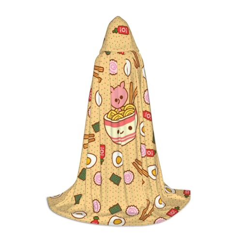 Süßer Ramen-Druck, Halloween-Kapuzenumhang, Hexe, Cosplay-Zubehör, Erwachsene/Kinder, Kostüm für Maskerade, Halloween, Familienfeier von Zhengjia