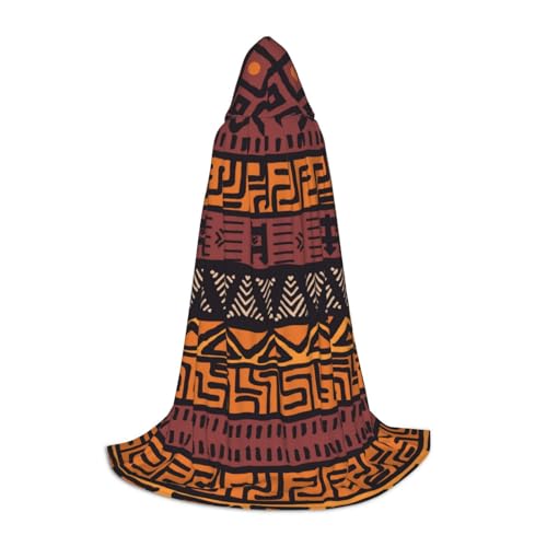Zhengjia Afrikanischer Schlammstoff, Tribal-Druck, Halloween-Kapuzenumhang, Hexe, Cosplay, Zubehör, Erwachsene/Kinder, Faschingskostüm für Maskerade, Halloween, Familienfeier von Zhengjia