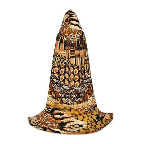 Zhengjia Afrikanischer Stil, Patchwork-Druck, Halloween, Kapuzenumhang, Hexe, Cosplay, Zubehör, Erwachsene/Kinder, Kostüm für Maskerade, Halloween, Familienfeier von Zhengjia