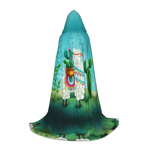 Zhengjia Alpaka-Druck, Halloween-Kapuzenumhang, Hexe, Cosplay-Zubehör, Erwachsene/Kinder, Kostüm für Maskerade, Halloween, Familienfeier von Zhengjia