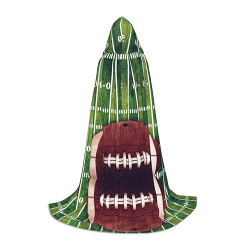 Zhengjia American Football Feld- und Ball-Druck, Halloween-Kapuzenumhang, Hexe, Cosplay, Zubehör, Erwachsene/Kinder, Faschingskostüm für Maskerade, Halloween, Familienfeier von Zhengjia