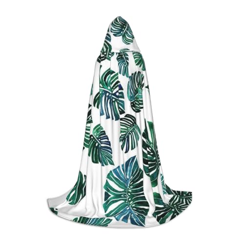 Zhengjia Bananenblätter-Druck, Halloween-Kapuzenumhang, Hexe, Cosplay-Zubehör, Erwachsene/Kinder, Faschingskostüm für Maskerade, Halloween, Familienfeier von Zhengjia