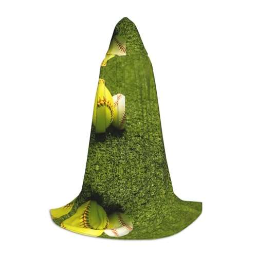 Zhengjia Baseball-Kostüm, Motiv: Gras, Softball-Druck, Halloween, Kapuzenumhang, Hexe, Cosplay, Zubehör, Erwachsene/Kinder, Kostüm für Maskerade, Halloween, Familienfeier von Zhengjia