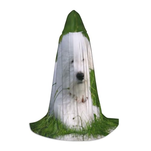Zhengjia Bichon On The Grass Print Halloween Hooded Cape Witch Cosplay Accessories Adult/Kids Fancy Dress Costume For Maskerade, Halloween, Family Party von Zhengjia