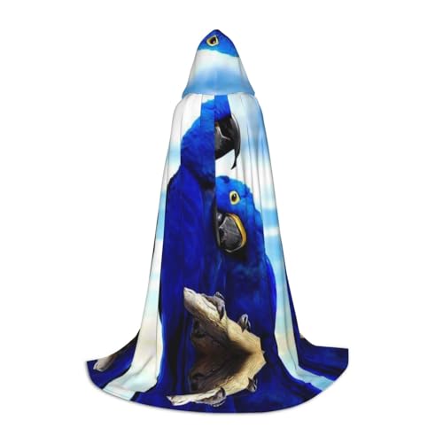 Zhengjia Blauer Papageien-Umarmungsdruck, Halloween-Kapuzenumhang, Hexe, Cosplay-Zubehör, Erwachsene/Kinder, Faschingskostüm für Maskerade, Halloween, Familienfeier von Zhengjia