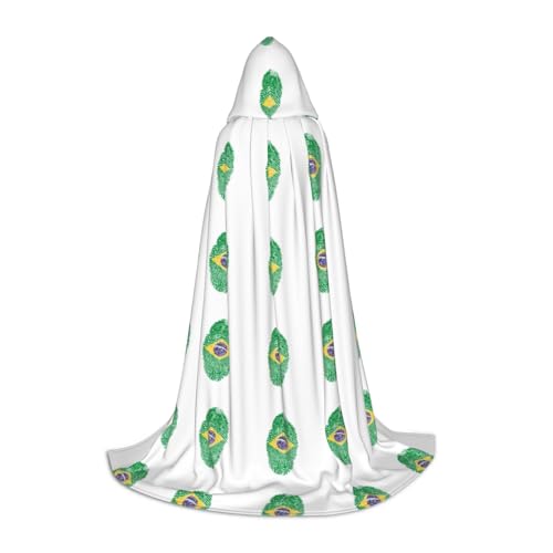 Zhengjia Brasilien Print Halloween Kapuzenumhang Hexe Cosplay Zubehör Erwachsene/Kinder Kostüm für Maskerade, Halloween, Familienparty von Zhengjia