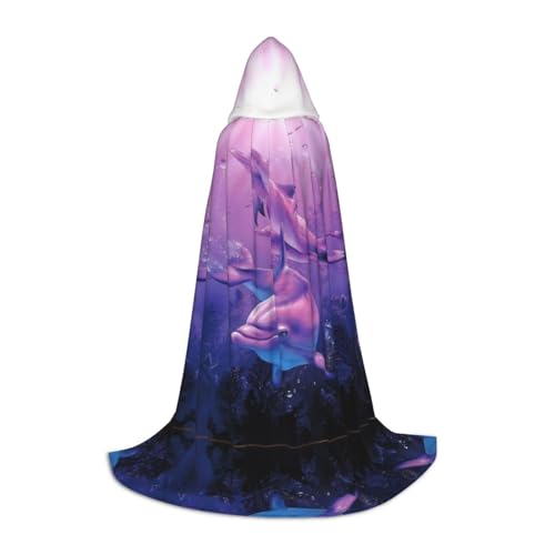 Zhengjia Delfin-Kunstdruck, Halloween, Kapuzenumhang, Hexe, Cosplay, Zubehör, Erwachsene/Kinder, Kostüm für Maskerade, Halloween, Familienfeier von Zhengjia