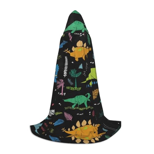Zhengjia Dinosaurier-Palmblatt-Druck, Halloween-Kapuzenumhang, Hexe, Cosplay-Zubehör, Erwachsene/Kinder, Kostüm für Maskerade, Halloween, Familienfeier von Zhengjia