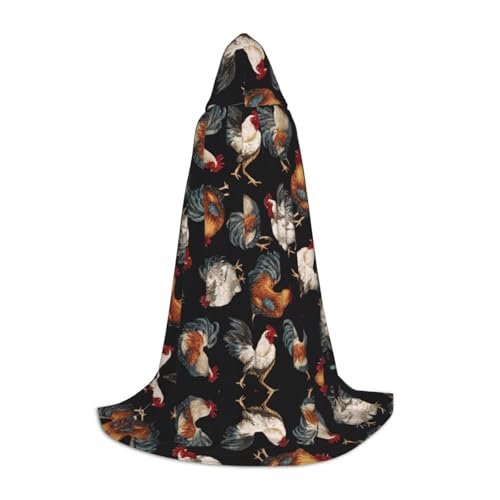 Zhengjia Französischer Hahn-Druck, Halloween-Kapuzenumhang, Hexe, Cosplay-Zubehör, Erwachsene/Kinder, Kostüm für Maskerade, Halloween, Familienfeier von Zhengjia