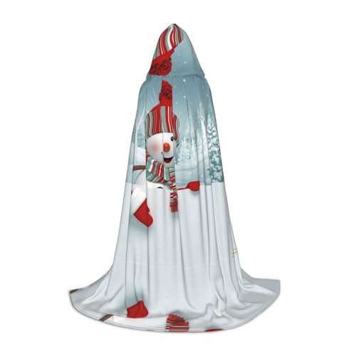 Zhengjia Frecher Schneemann-Druck, Halloween-Kapuzenumhang, Hexe, Cosplay-Zubehör, Erwachsene/Kinder, Faschingskostüm für Maskerade, Halloween, Familienfeier von Zhengjia