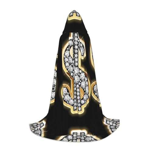 Zhengjia Goldfarbener Dollarzeichen-Druck, Halloween-Kapuzenumhang, Hexe, Cosplay, Zubehör, Erwachsene/Kinder, Kostüm für Maskerade, Halloween, Familienfeier Zhengjia Goldfarbener Dollarzeichen-Druck, Halloween-Kapuzenumhang, Hexe, Cosplay, Zubehör, Erwachsene/Kinder, Kostüm für Maskerade, Halloween, Familienfeier von Zhengjia