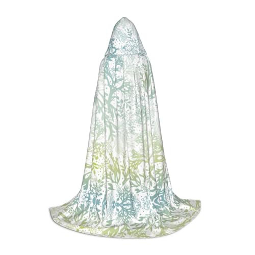 Zhengjia Grüner Meeresalgen-Druck, Halloween-Kapuzenumhang, Hexe, Cosplay, Zubehör, Erwachsene/Kinder, Faschingskostüm für Maskerade, Halloween, Familienfeier von Zhengjia