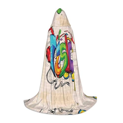 Zhengjia Halloween-Kapuzenumhang im Musikstil, Hexe, Cosplay-Zubehör, Erwachsenen-/Kinder-Kostüm, für Maskerade, Halloween, Familienfeier von Zhengjia