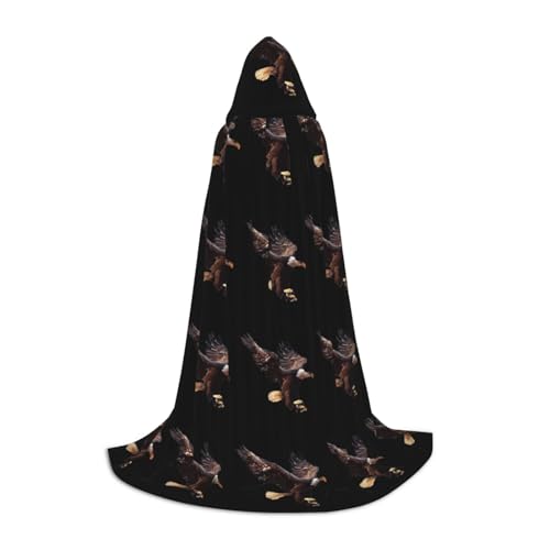 Zhengjia Halloween-Kapuzenumhang mit Adler-Druck, Hexe, Cosplay-Zubehör, Erwachsene/Kinder, Kostüm für Maskerade, Halloween, Familienfeier von Zhengjia