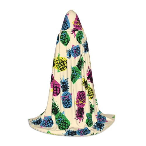 Zhengjia Halloween-Kapuzenumhang mit Ananas-Druck, Hexe, Cosplay-Zubehör, Erwachsene/Kinder, Kostüm für Maskerade, Halloween, Familienfeier von Zhengjia