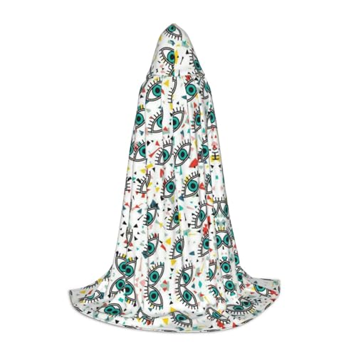 Zhengjia Halloween-Kapuzenumhang mit Augenaufdruck, Hexe, Cosplay-Zubehör, Erwachsene/Kinder, Kostüm für Maskerade, Halloween, Familienfeier von Zhengjia