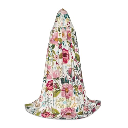 Zhengjia Halloween-Kapuzenumhang mit Blumenblatt-Druck, Hexe, Cosplay-Zubehör, Erwachsenen-/Kinder-Kostüm, für Maskerade, Halloween, Familienfeier von Zhengjia
