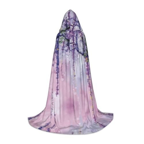 Zhengjia Halloween-Kapuzenumhang mit Blumendruck, Hexe, Cosplay-Zubehör, Erwachsenen-/Kinder-Kostüm, für Maskerade, Halloween, Familienfeier von Zhengjia