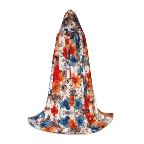 Zhengjia Halloween-Kapuzenumhang mit Blumendruck, Hexe, Cosplay-Zubehör, Erwachsenen-/Kinder-Kostüm, für Maskerade, Halloween, Familienfeier von Zhengjia