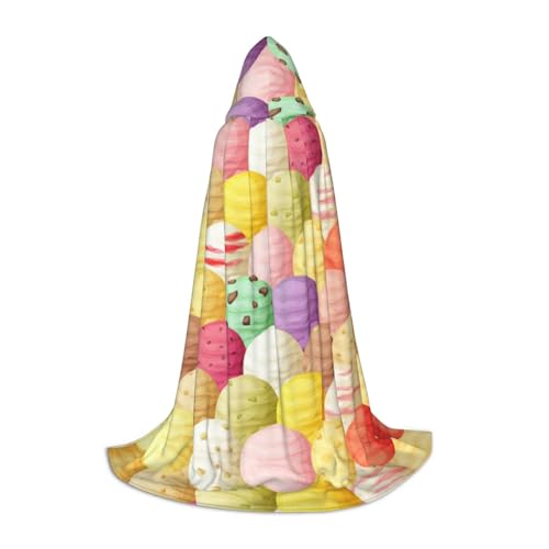 Zhengjia Halloween-Kapuzenumhang mit Eiscreme-Aufdruck, Hexe, Cosplay-Zubehör, Erwachsene/Kinder, Kostüm für Maskerade, Halloween, Familienfeier von Zhengjia