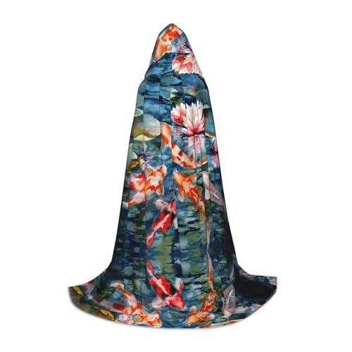 Zhengjia Halloween-Kapuzenumhang mit Fischdruck, Hexe, Cosplay-Zubehör, Erwachsene/Kinder, Kostüm für Maskerade, Halloween, Familienfeier von Zhengjia