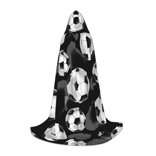Zhengjia Halloween-Kapuzenumhang mit Fußball-Druck, Hexe, Cosplay-Zubehör, Erwachsene/Kinder, Kostüm für Maskerade, Halloween, Familienfeier von Zhengjia