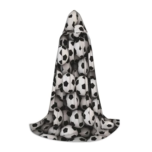 Zhengjia Halloween-Kapuzenumhang mit Fußball-Meereser-Druck, Hexe, Cosplay-Zubehör, Erwachsenen-/Kinder-Kostüm, für Maskerade, Halloween, Familienparty von Zhengjia