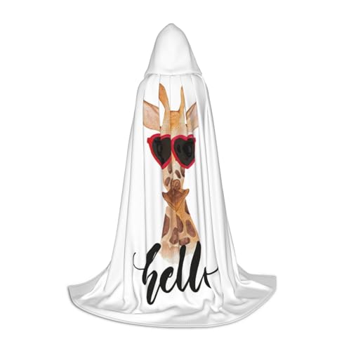 Zhengjia Halloween-Kapuzenumhang mit Giraffen-Druck, Hexen-Zubehör, Erwachsene/Kinder, Kostüm für Maskerade, Halloween, Familienfeier von Zhengjia