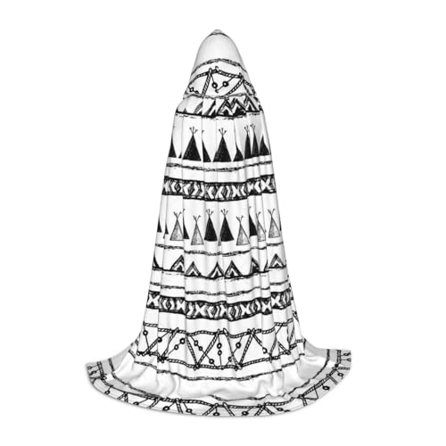Zhengjia Halloween-Kapuzenumhang mit Indianer-Muster, Hexe, Cosplay-Zubehör, Erwachsenen-/Kinder-Kostüm, für Maskerade, Halloween, Familienfeier von Zhengjia