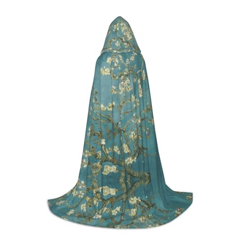 Zhengjia Halloween-Kapuzenumhang mit Mandelblüten-Druck, Hexe, Cosplay-Zubehör, Erwachsene/Kinder, Kostüm für Maskerade, Halloween, Familienfeier von Zhengjia