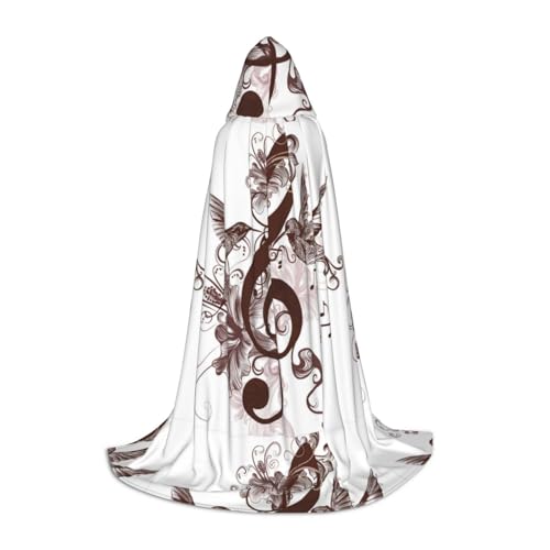 Zhengjia Halloween-Kapuzenumhang mit Musik-Symbol-Druck, Hexe, Cosplay-Zubehör, Erwachsenen-/Kinder-Kostüm, für Maskerade, Halloween, Familienfeier von Zhengjia