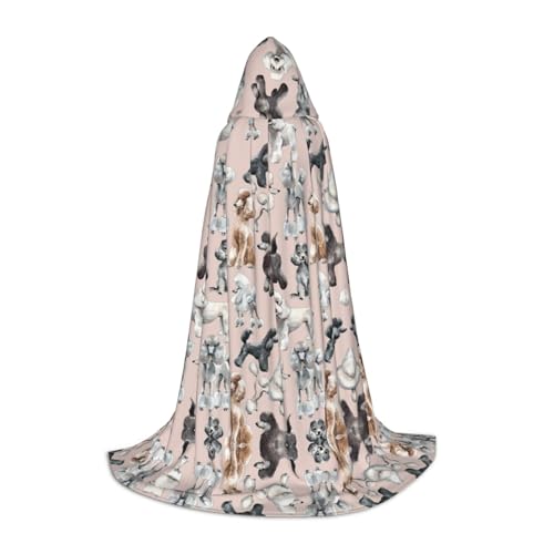 Zhengjia Halloween-Kapuzenumhang mit Pudel-Motiv, Hexe, Cosplay-Zubehör, Erwachsenen-/Kinder-Kostüm, für Maskerade, Halloween, Familienfeier von Zhengjia