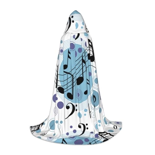 Zhengjia Halloween-Kapuzenumhang mit Punkten, Musiknoten-Druck, Hexe, Cosplay, Zubehör, Erwachsene/Kinder, Kostüm für Maskerade, Halloween, Familienfeier von Zhengjia