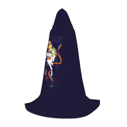 Zhengjia Halloween-Kapuzenumhang mit Regenbogen-Motiv, Hexe, Cosplay-Zubehör, Erwachsene/Kinder, Kostüm für Maskerade, Halloween, Familienfeier von Zhengjia