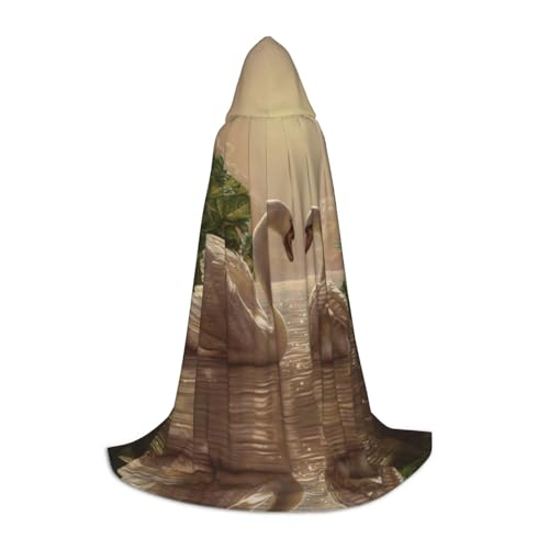 Zhengjia Halloween-Kapuzenumhang mit Schwanenblättern, Hexe, Cosplay-Zubehör, Erwachsenen-/Kinder-Kostüm, für Maskerade, Halloween, Familienfeier von Zhengjia