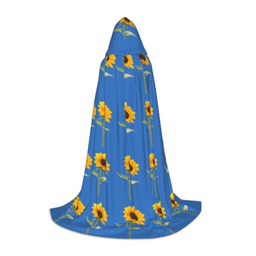 Zhengjia Halloween-Kapuzenumhang mit Sonnenblumen-Aufdruck, Hexe, Cosplay-Zubehör, Erwachsenen-/Kinder-Kostüm, für Maskerade, Halloween, Familienfeier von Zhengjia