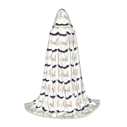 Zhengjia Halloween-Kapuzenumhang mit Wimpernaufdruck, Hexe, Cosplay-Zubehör, Erwachsene/Kinder, Kostüm für Maskerade, Halloween, Familienfeier von Zhengjia