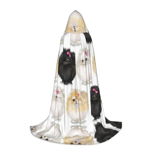 Zhengjia Halloween-Kapuzenumhang mit Zwergspitzmuster, Hexe, Cosplay-Zubehör, Erwachsenen-/Kinder-Kostüm, für Maskerade, Halloween, Familienfeier von Zhengjia