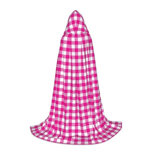 Zhengjia Halloween-Kapuzenumhang mit rosa Karomuster, Hexe, Cosplay-Zubehör, Erwachsene/Kinder, Kostüm für Maskerade, Halloween, Familienfeier von Zhengjia