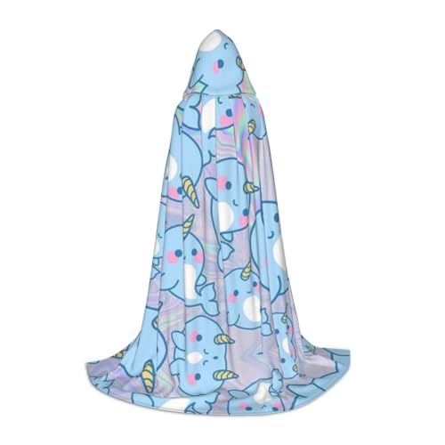 Zhengjia Halloween-Kapuzenumhang mit süßem Fischdruck, Hexe, Cosplay-Zubehör, Erwachsenen-/Kinder-Kostüm, für Maskerade, Halloween, Familienfeier von Zhengjia