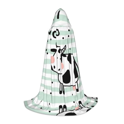 Zhengjia Halloween-Kapuzenumhang mit süßem Kuh-Motiv, Hexe, Cosplay-Zubehör, Erwachsene/Kinder, Kostüm-Kostüm für Maskerade, Halloween, Familienfeier von Zhengjia