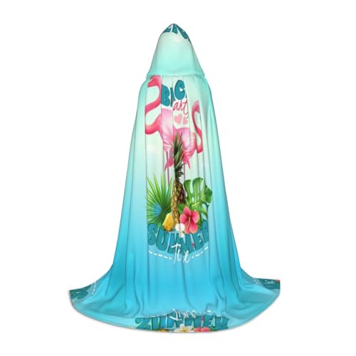 Zhengjia Halloween-Kapuzenumhang mit tropischem Flamingo-Druck, Hexe, Cosplay-Zubehör, Erwachsenen-/Kinder-Kostüm, für Maskerade, Halloween, Familienfeier von Zhengjia
