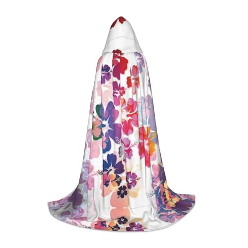 Zhengjia Hawaiianischer Blumendruck, Halloween-Kapuzenumhang, Hexe, Cosplay-Zubehör, Erwachsene/Kinder, Kostüm für Maskerade, Halloween, Familienfeier von Zhengjia