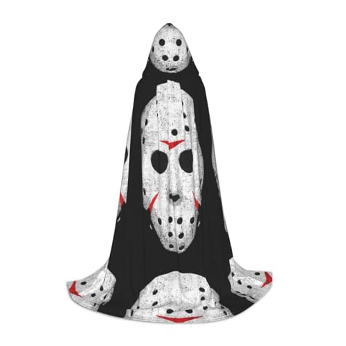 Zhengjia Horror-Totenkopf-Druck, Halloween-Kapuzenumhang, Hexe, Cosplay-Zubehör, Erwachsene/Kinder, Kostüm für Maskerade, Halloween, Familienfeier von Zhengjia