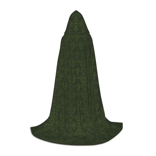 Zhengjia Hunter Green Floral Petals Pattern Print Halloween Hooded Cape Witch Cosplay Accessories Adult/Kids Fancy Dress Costume For Maskerade, Halloween, Family Party von Zhengjia