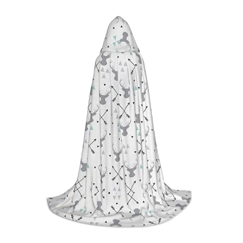 Zhengjia Jagdpfeil-Dreiecke, Hirsch-Druck, Halloween, Kapuzenumhang, Hexe, Cosplay, Zubehör, Erwachsene/Kinder, Faschingskostüm für Maskerade, Halloween, Familienfeier von Zhengjia