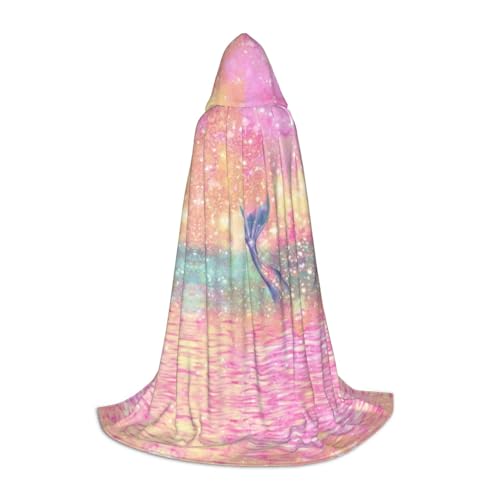 Zhengjia Meerjungfrauenschwanz-Aufdruck, Halloween-Kapuzenumhang, Hexe, Cosplay-Zubehör, Erwachsene/Kinder, Kostüm für Maskerade, Halloween, Familienfeier von Zhengjia