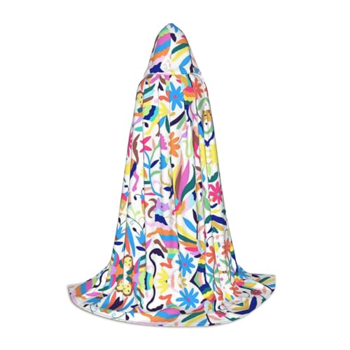 Zhengjia Mexikanischer Otomi-Tier-Druck, Halloween-Kapuzenumhang, Hexe, Cosplay-Zubehör, Erwachsene/Kinder, Kostüm für Maskerade, Halloween, Familienfeier von Zhengjia